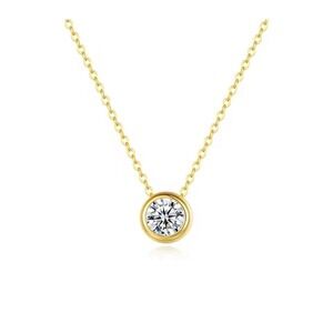 18k over 925 Silver‎ 1/2 CT Diamond Moissanite Dainty Round Gold Pendant 20 in